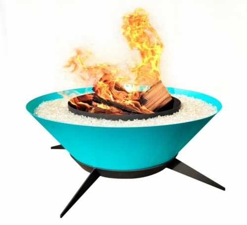 brazier blue bowl cut tripod fire