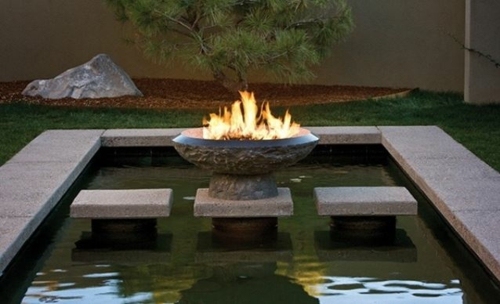 brazier fire pool basin stone water