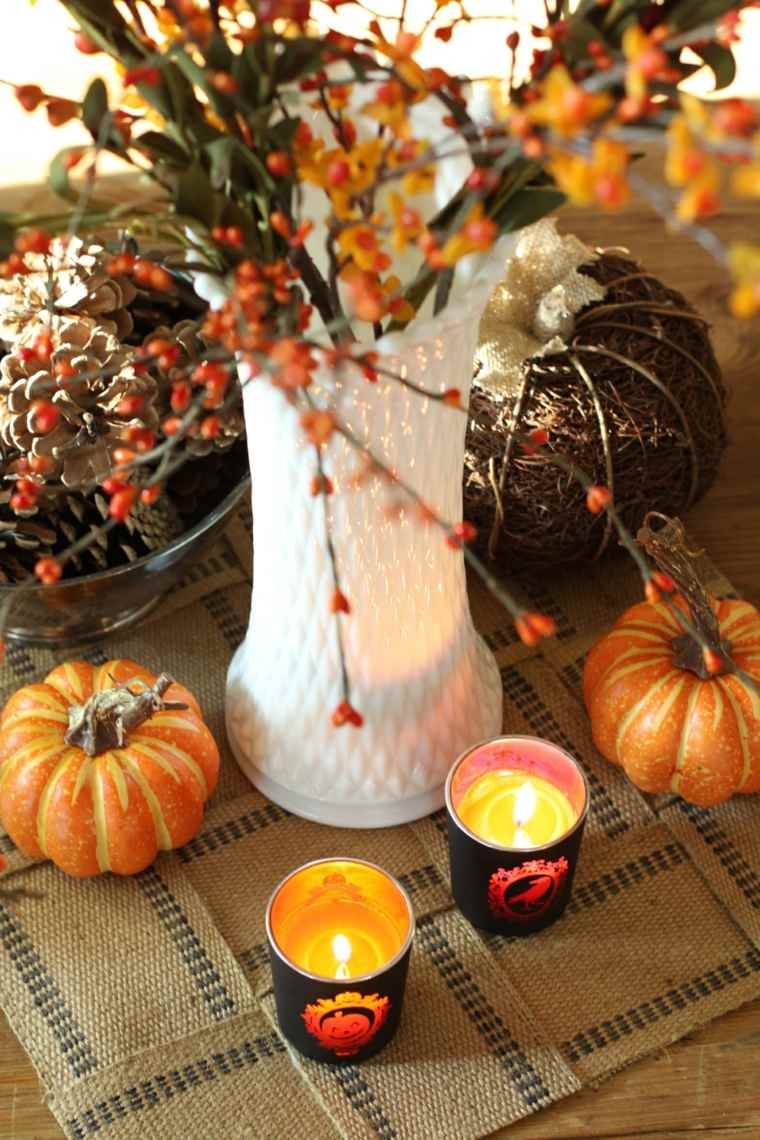 deco table autumn idea pinecones candles diy