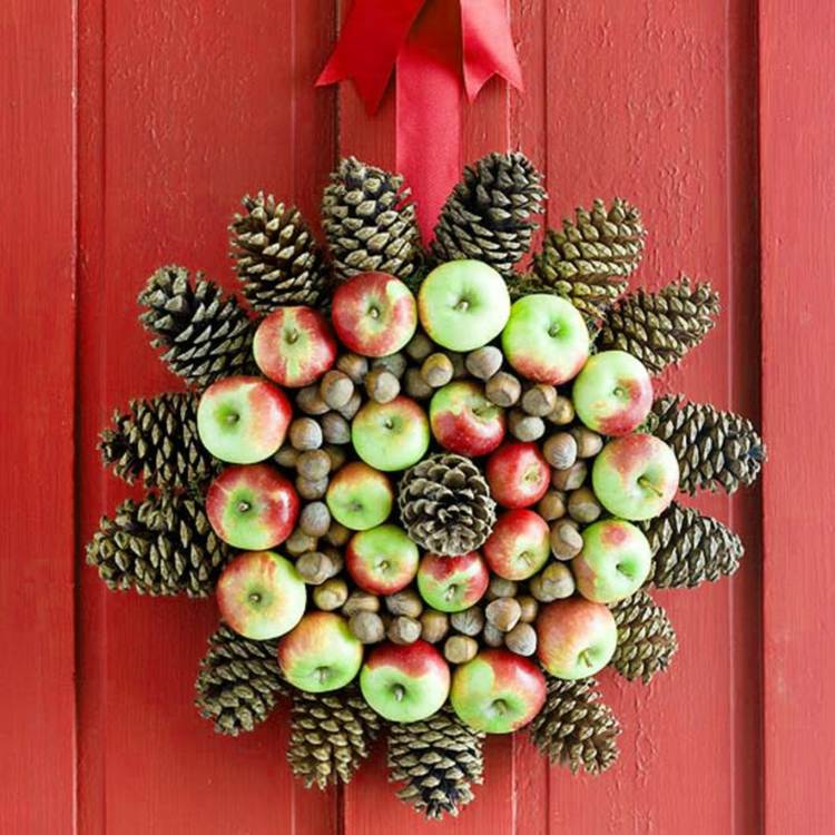 diy autumn crown apples pine