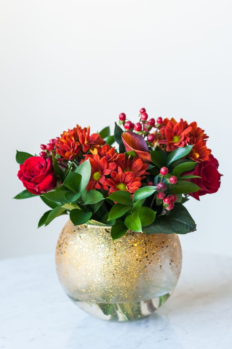 diy jul voksen vase glitter gyldne dekoration center sofabord