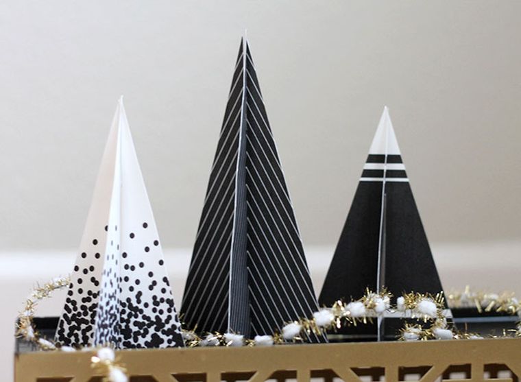 idea christmas diy adult tutorial deco bass fir black and white paper