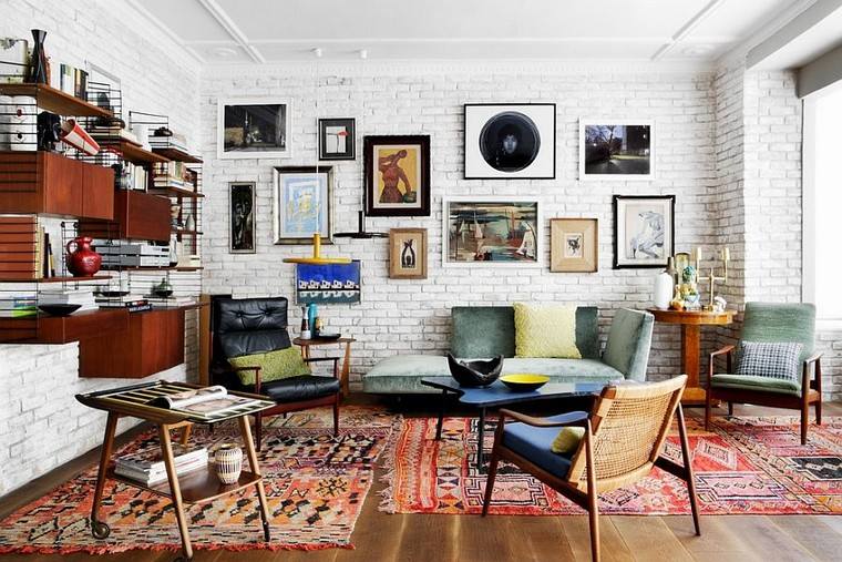 living room red brick carpet floor