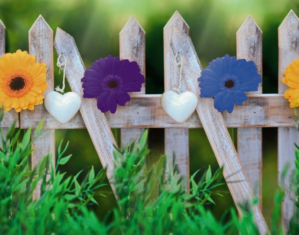 garden fence decorated with flowers