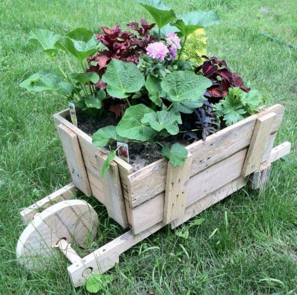 wheelbarrow wood become small garden mobile