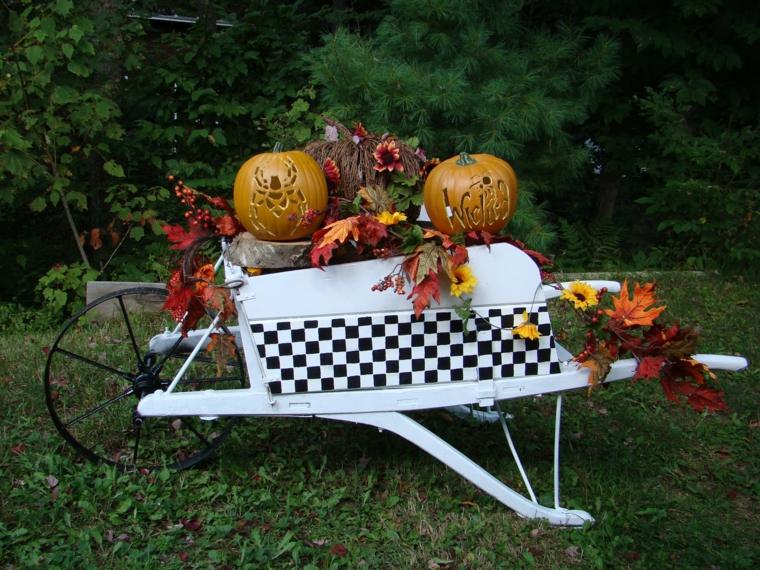 decorate space outdoor idea pumpkins wheelbarrow diy activity