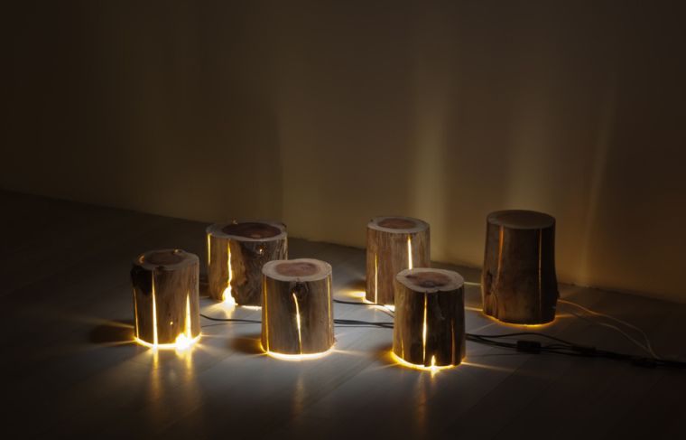 decorative wood log make an interior lighting