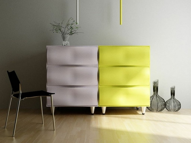 minimalist white yellow design buffet