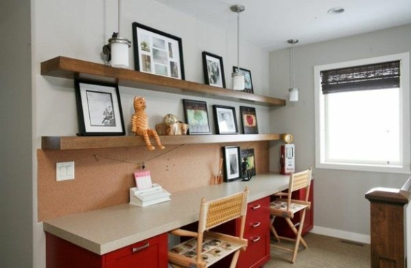 home office red beige