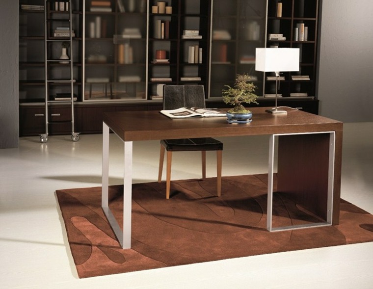 arrangement work area desk wood design