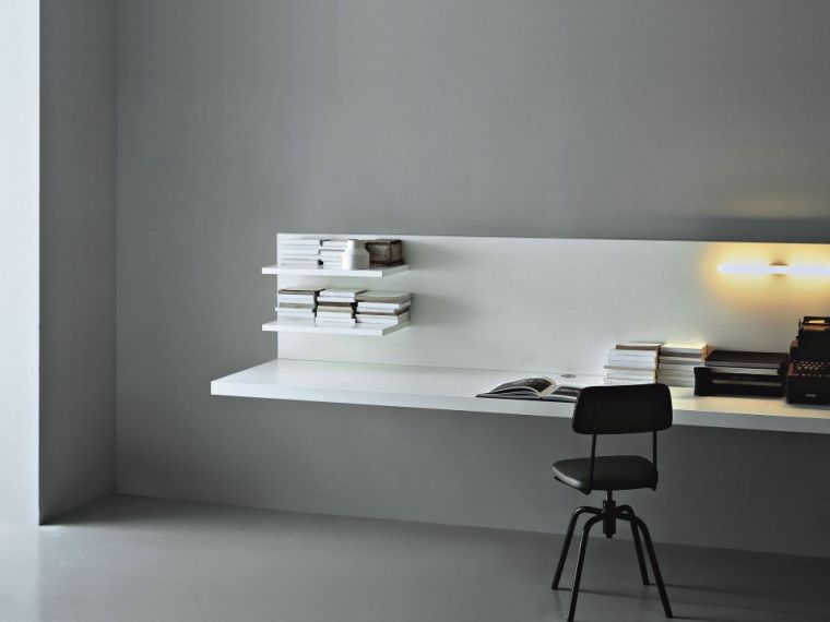 bord skrivbord vit vägg skåp hängande bord dekoration arbetsyta