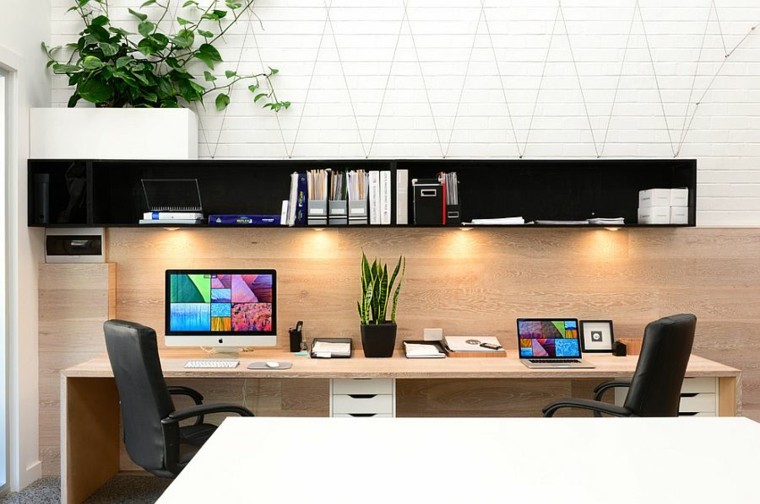 arrange corner office wood