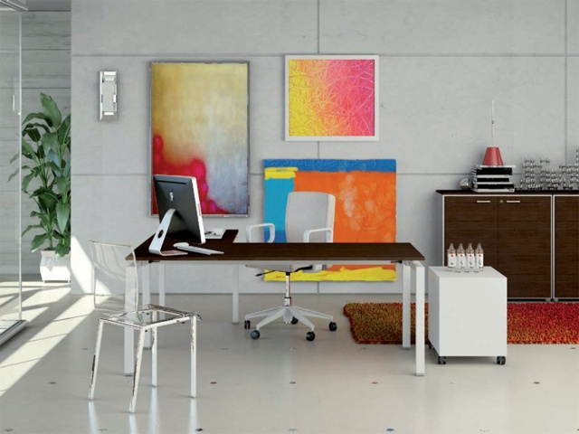 A little color to accompany office furniture pretty boring paintings