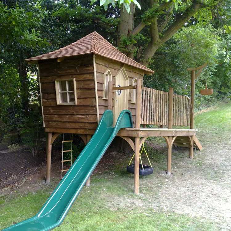 wooden hut child toboggan