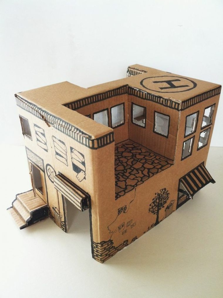 cardboard hut child diy idea original home children