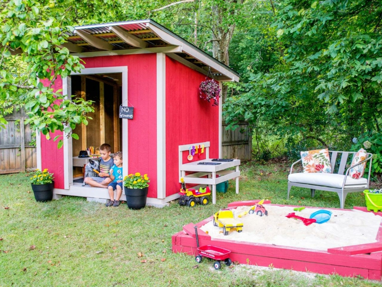 garden shed wood playground-children-landscaping