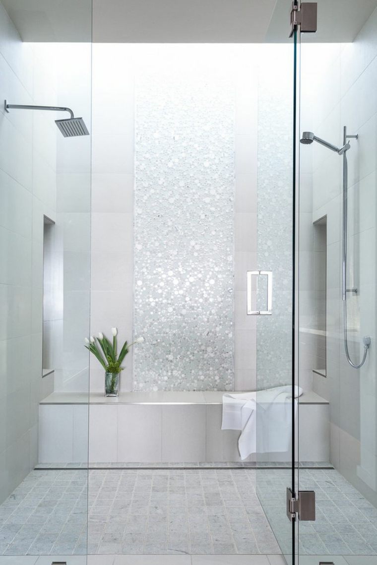 tiling shower cabin idea bathtub flowers bouquets