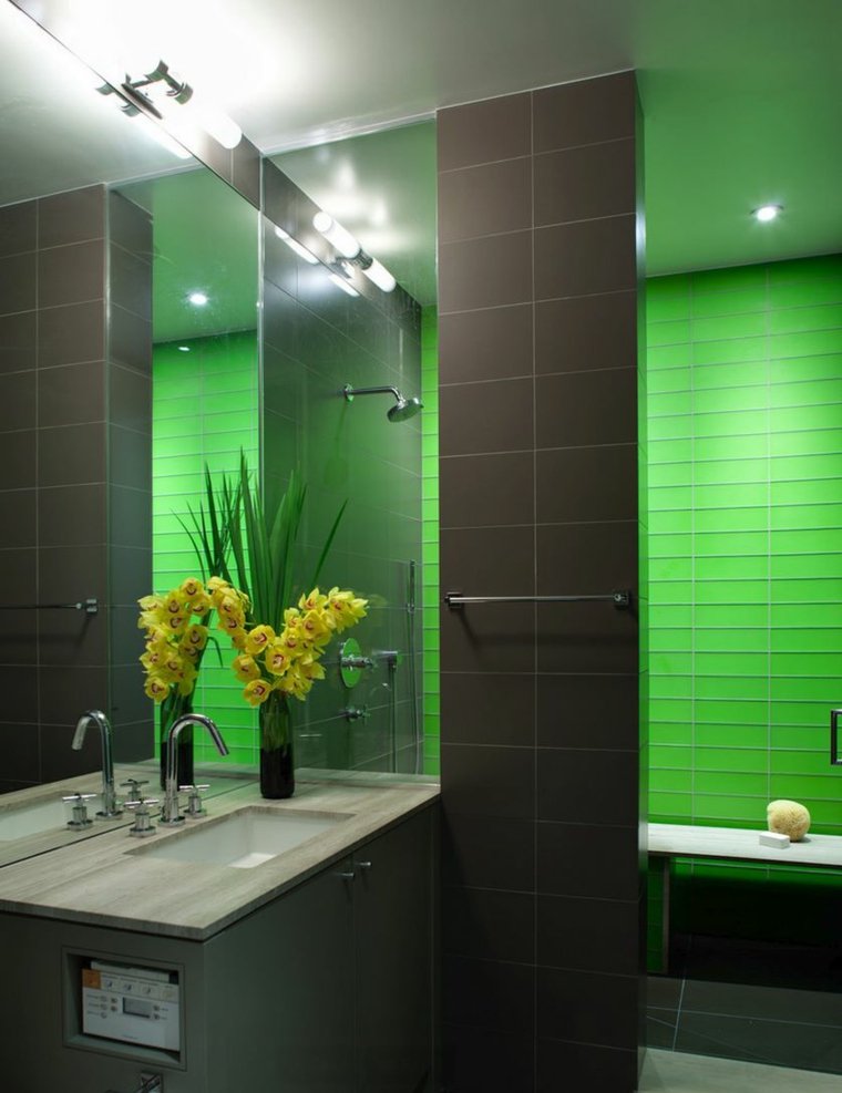 indoor bathroom design tile for shower green