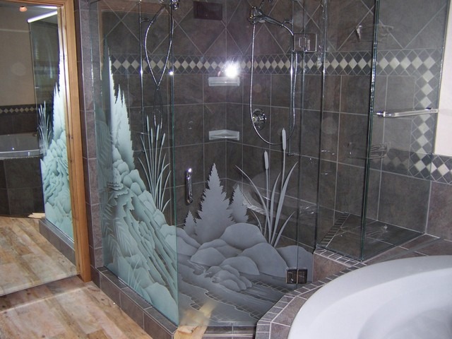 shower enclosure representing nature