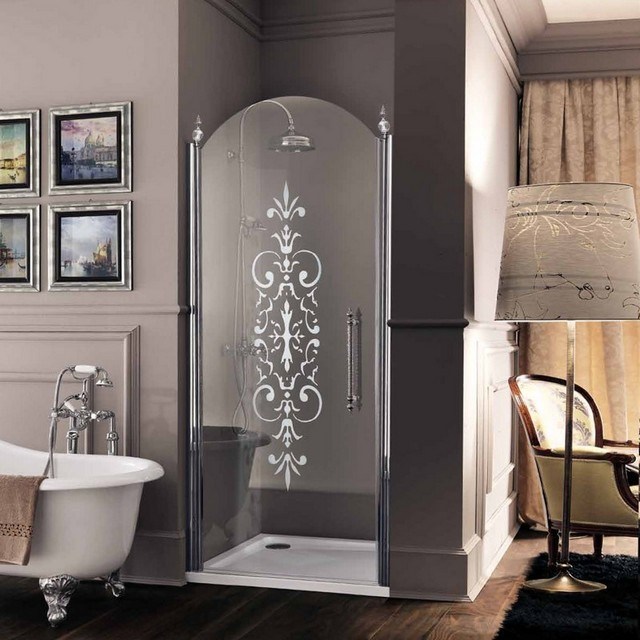 transparent door shower enclosure