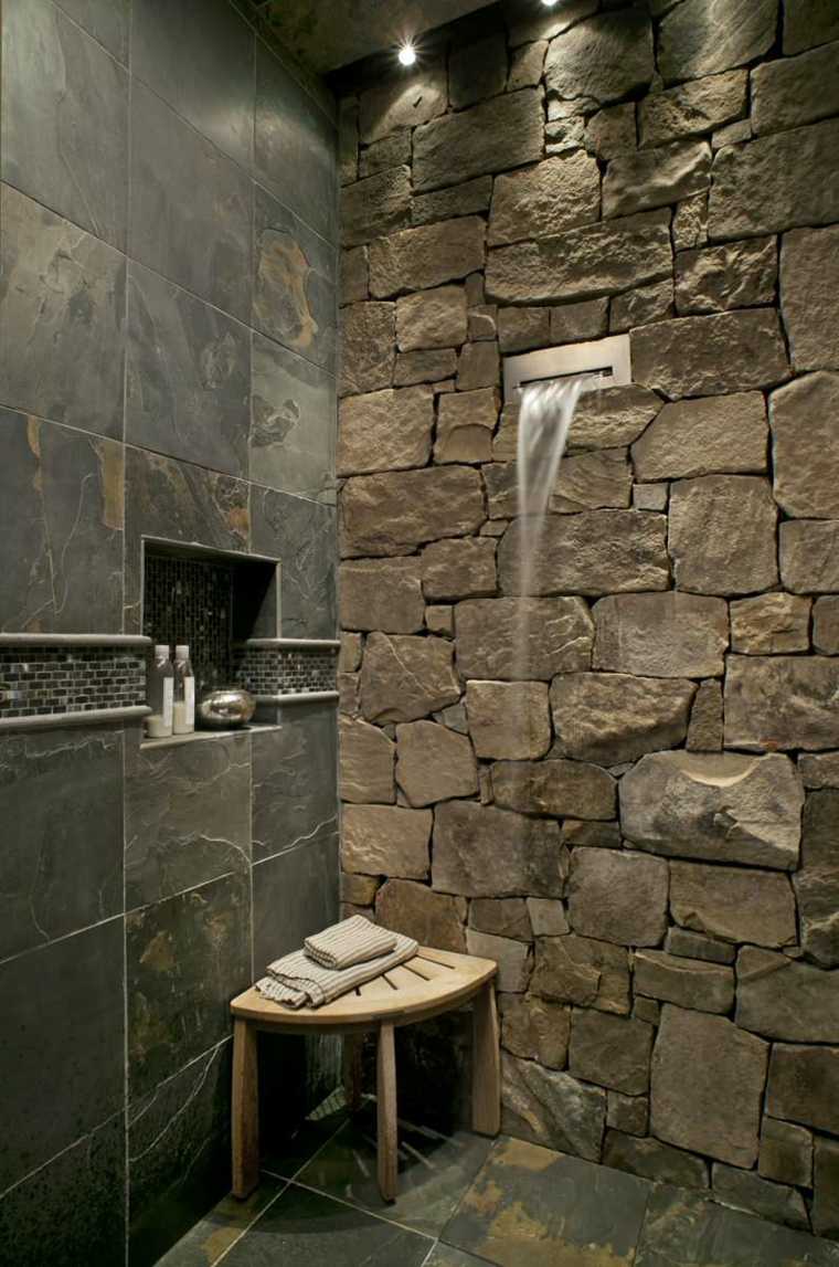 stone bathroom shower cabin wood design modern design idea