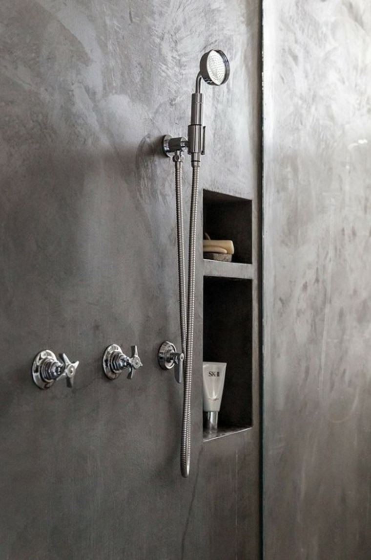 shower cubicle bathroom idea concrete waxed