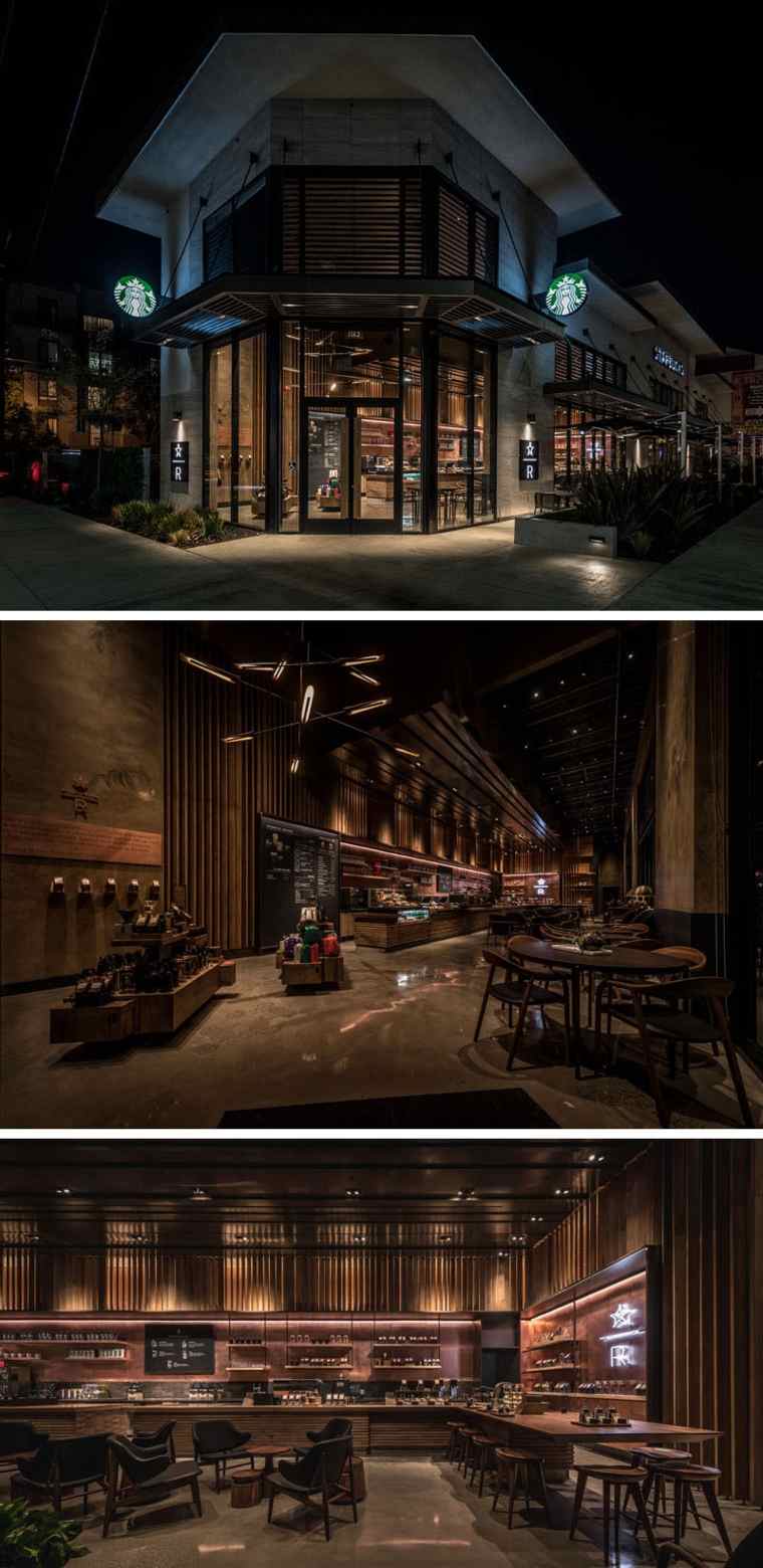 kaffe starbucks los angeles design interiör trä marmor utrymme enorm