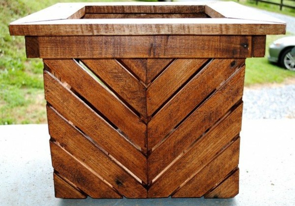 wooden box for big planter