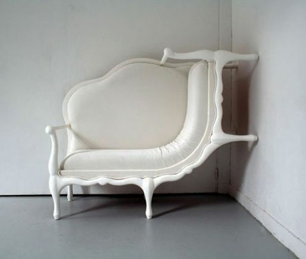 original design sofa curve to wall