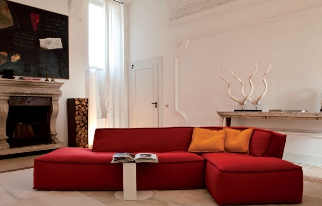 canapés-modulables-contemporary-design-red-orange-Verzelloni-Joe modular sofas