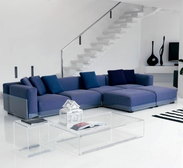 sofa d'angle luxe bleu escalier interieur moderne hiromi indoor