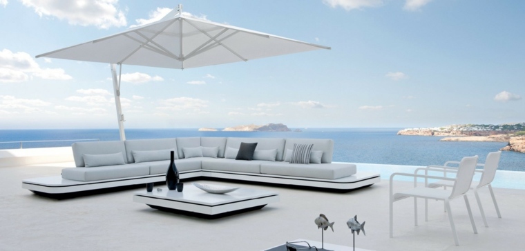 white sofa outdoor coffee table white chair pergola