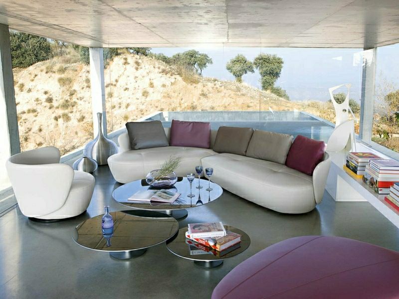 sofa design lær hvit ide salon stue rock bobois paris
