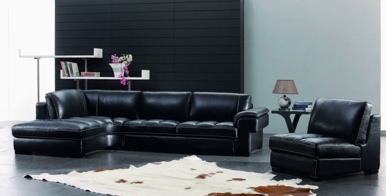 living room black leather design floor mats black wall chair black leather