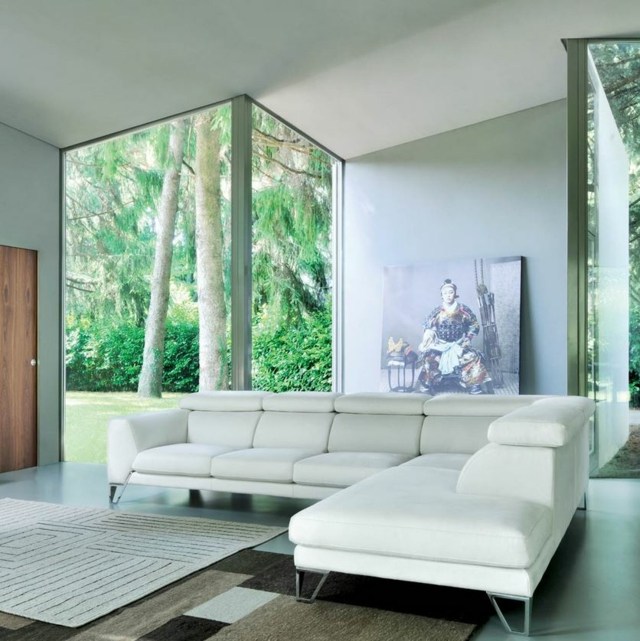 soffa d'angle blanc hauteur foret paysage