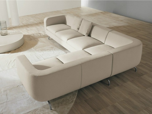 sofa d'angle cuir blanc salon