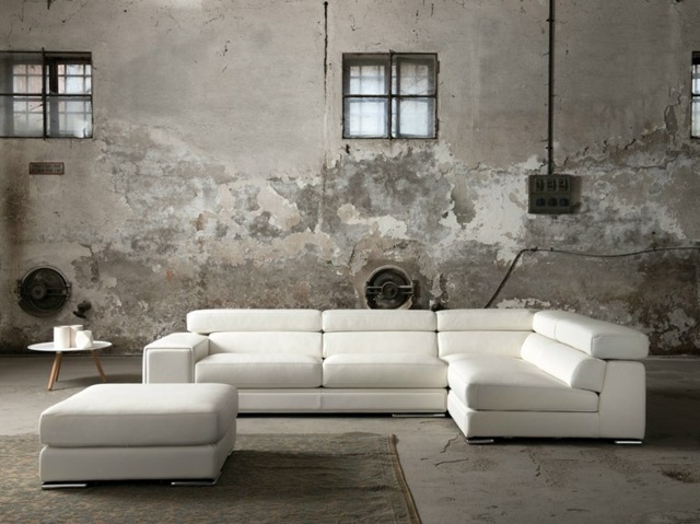 sofa d'angle élégant cuir blanc