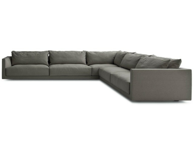 sofa d'angle gris coussins 5 places