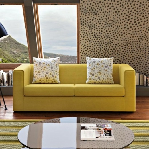 modern living room yellow sofa