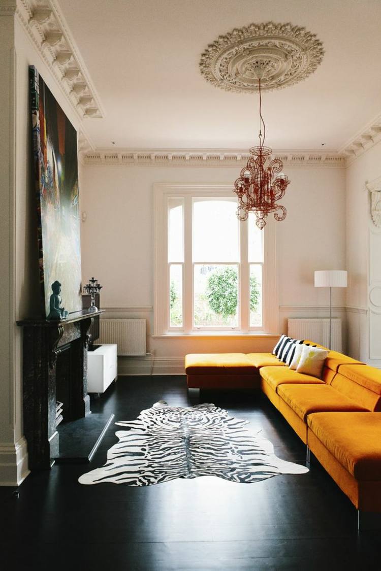 orange sofa interior design deco