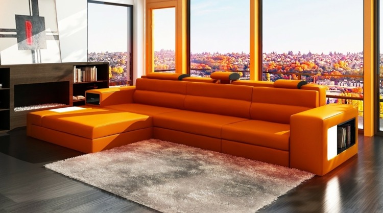 orange sofa modern stylish design