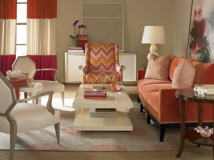 orange sofa idea living room decoration