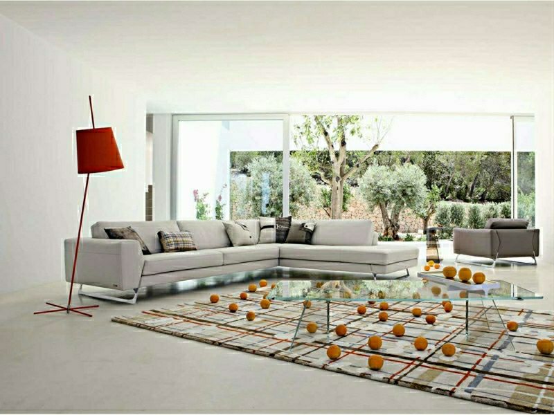 sofa d'angle roche bobois idée lampe design orange tapis de salon tapis de sol