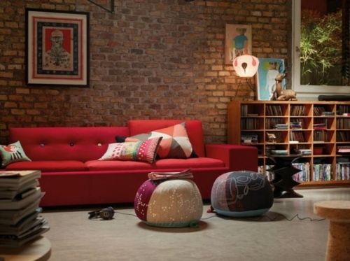 The Red Brick Lounge Stylized In 35, Brick Red Sofa Color