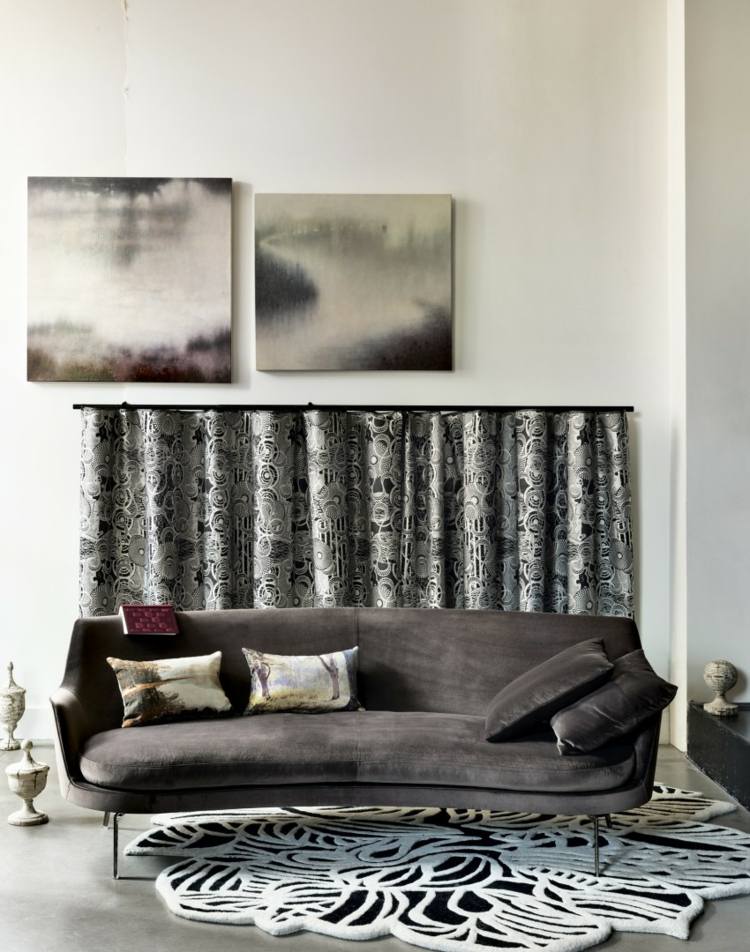 modern design velvet sofa gray