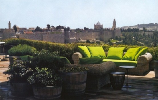 green sofa outdoor roof terrace beautiful