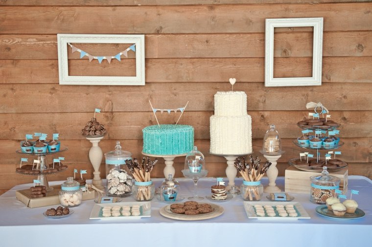 candy bar wedding cakes-cupcakes-cookies-white-turquoise