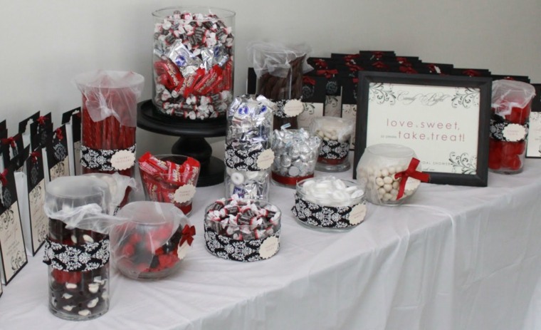 candy bar wedding red-black-white