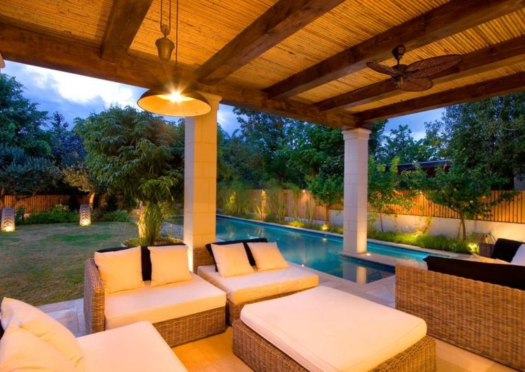 cane pergola pool shading terrace