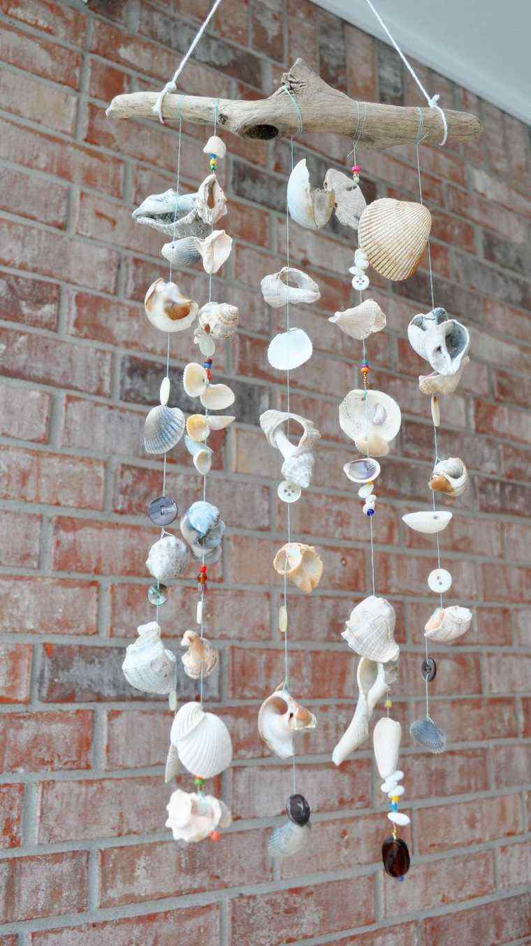 Cheap marine decoration chime-seashells-wood-suspended